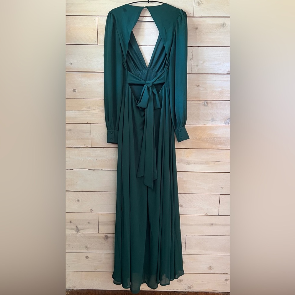 Lulu’s Talk About Divine Hunter Green Long Sleeve Backless Maxi Dress sz M EUC - Picture 6 of 6